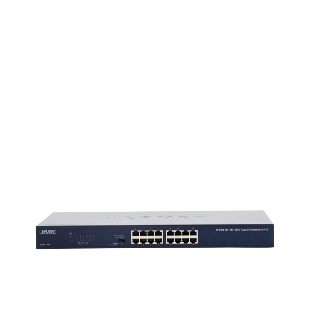 Switch No Administrable Gigabit de 16 Puertos 10/100/1000 Mbps, Con Modo Extendido Para Distancias de Hasta 200 m