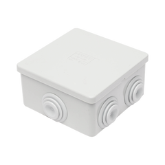 Caja Estanca de PVC Para Derivación y Conexión, 6 Entradas, Tapa a Presión, 80×80×40 mm (Mayor Área Interna, Uso Exterior IP44, Material que no Propaga el Fuego y Libre de Hálogenos