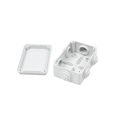 Caja Estanca de PVC Para Derivación y Conexión, 6 Entradas, Tapa Atornillada, 120x80x50 mm (Área interna), Uso Exterior IP55, Material que no Propaga el Fuego y Libre de Hálogenos