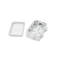 Caja de derivación de PVC Auto-extinguible con 6 entradas, tapa atornillada, 120 x 80 x 50 mm (4.74 x 3.15 x 1.97 in), Para Exterior (IP55)