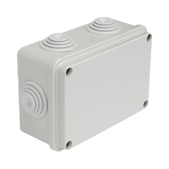 Caja de derivación de PVC Auto-extinguible con 6 entradas, tapa atornillada, 120 x 80 x 50 mm (4.74 x 3.15 x 1.97 in), Para Exterior (IP55)