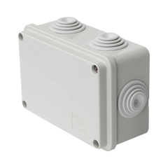 Caja Estanca de PVC Para Derivación y Conexión, 6 Entradas, Tapa Atornillada, 120x80x50 mm (Área interna), Uso Exterior IP55, Material que no Propaga el Fuego y Libre de Hálogenos