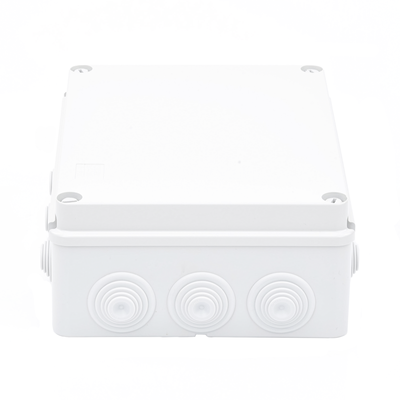 Caja de derivación de PVC Auto-extinguible con 12 entradas, tapa atornillada, 240x190x90 MM, Para Exterior (IP55)