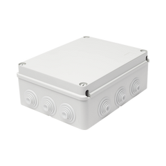 Caja de derivación de PVC Auto-extinguible con 12 entradas, tapa atornillada, 240x190x90 MM, Para Exterior (IP55)