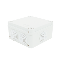 Caja Estanca de PVC Para Derivación y Conexión, 6 Entradas, Tapa con Tornillo de 1/4" de Vuelta, 100x100x50 mm (Área Interna), Uso Exterior IP55, Material que no Propaga el Fuego y Libre de Hálogenos