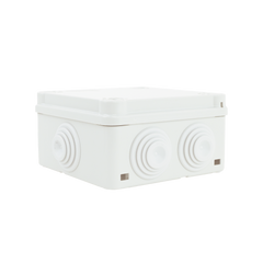 Caja Estanca de PVC Para Derivación y Conexión, 6 Entradas, Tapa con Tornillo de 1/4" de Vuelta, 100x100x50 mm (Área Interna), Uso Exterior IP55, Material que no Propaga el Fuego y Libre de Hálogenos