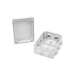 Caja de derivación de PVC Auto-Extinguible con 10 entradas, tapa y tornillo de media vuelta de 1/4", 150x110x70 mm (5.9 x 4.3 x 2.7 in), Para Exterior (IP55)