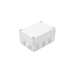 Caja de derivación de PVC Auto-Extinguible con 10 entradas, tapa y tornillo de media vuelta de 1/4", 150x110x70 mm (5.9 x 4.3 x 2.7 in), Para Exterior (IP55)
