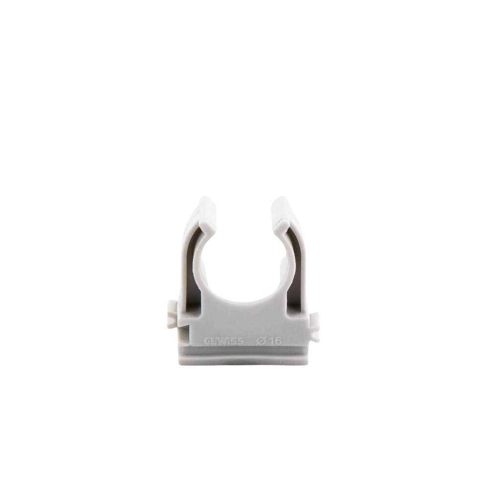 Soporte de presión (Abrazadera), PVC Auto-extinguible, abierto para tubería de 16 mm