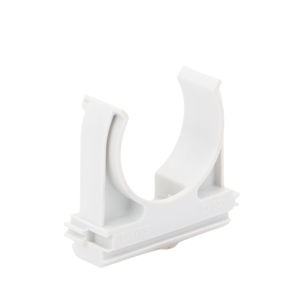 Soporte de presión (Abrazadera), PVC Auto-extinguible, abierto para tubería de 32 mm