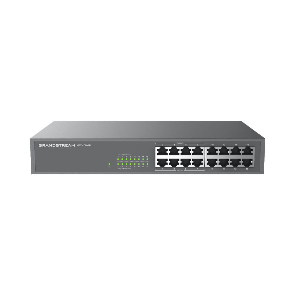 Switch PoE+ 16 Puertos Gigabit No Administrable / 8 puertos 10/100/1000 Mbps / 8 puertos PoE+ / hasta 145W