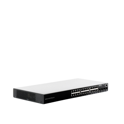 Switch Gigabit PoE+ Administrable / 24 puertos 10/100/1000 Mbps + 4 Puertos SFP Uplink / Hasta 360W / Compatible con GWN Cloud.