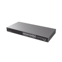 Switch Capa 3 PoE+ Administrable / 16 puertos 10/100/1000 Mbps + 4 Puertos SFP+ de 10 Gigabits / Hasta 240W / Compatible con GWN Cloud.