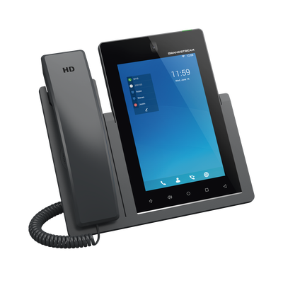 Teléfono IP Android 11, 16 líneas SIP con 16 cuentas, pantalla táctil  7", puertos Gigabit, Wi-Fi, Bluetooth, PoE, codec Opus, IPV4/IPV6 con gestión en la nube GDMS