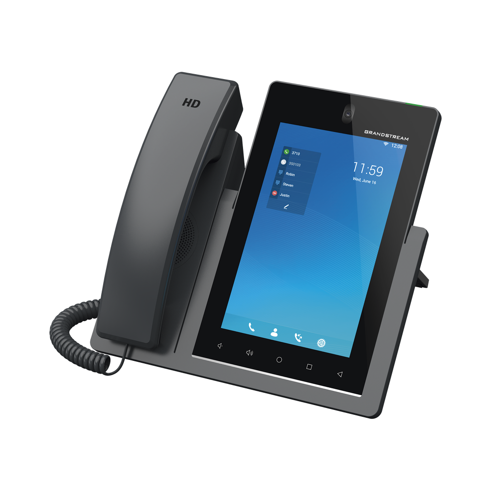 Teléfono IP Android 11, 16 líneas SIP con 16 cuentas, pantalla táctil  7", puertos Gigabit, Wi-Fi, Bluetooth, PoE, codec Opus, IPV4/IPV6 con gestión en la nube GDMS