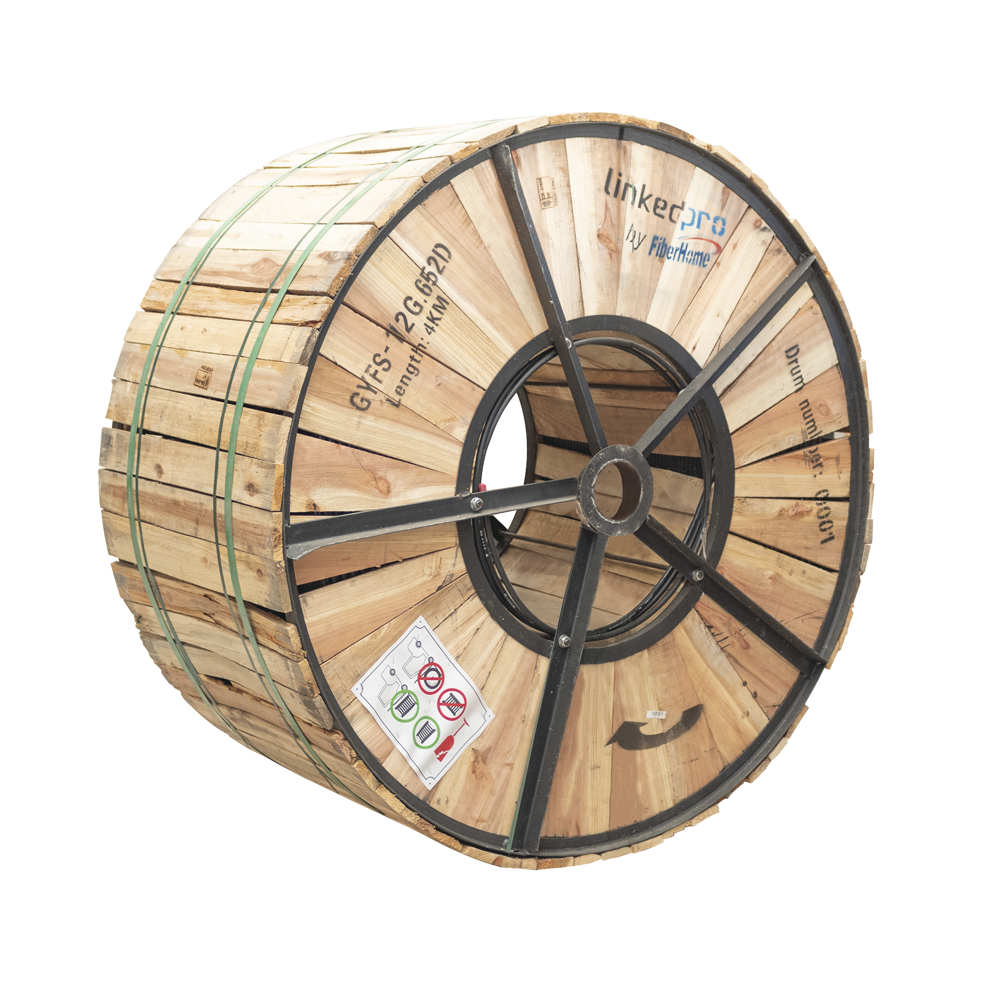 Carrete de 4 Kilómetros (13123.36 Pies) de Fibra Óptica para Exterior G.652D, Armada, Monomodo de 12 Hilos, Loose Tube, Color Negro, para Instalación en Ducto Subterráneo o Enterrado Directo