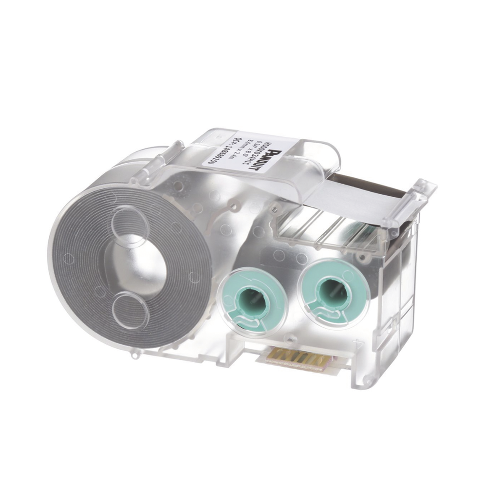 Casete de Etiquetas de Poliolefina de Cinta Continua, Tubo Termocontráctil, 8.6 mm de Ancho, 2.4 Metros (7.87 Pies) de Largo, Para Cables de 1.5 a 4.8 mm (18-12 AWG) de Diámetro, Color Blanco