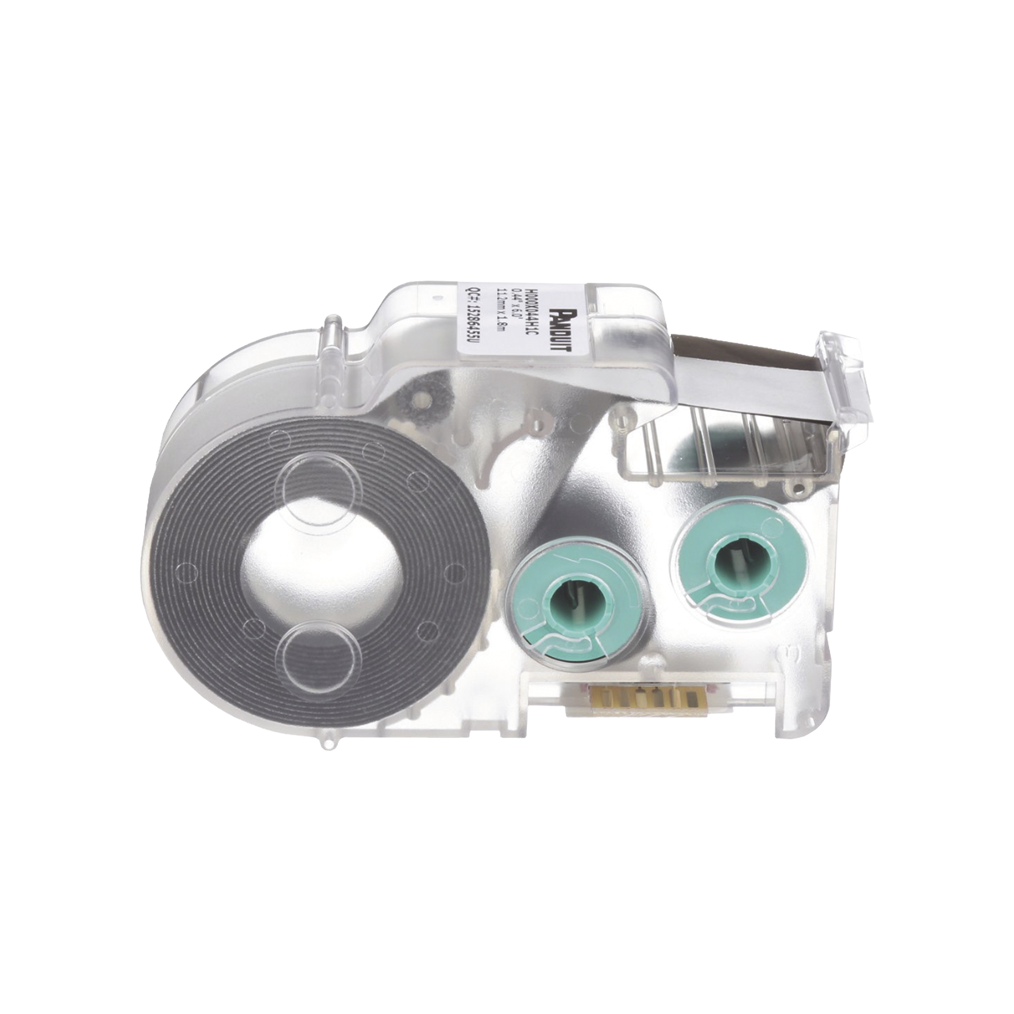 Casete de Etiquetas de Poliolefina de Cinta Continua, Tubo Termocontráctil, 11.2 mm de Ancho, 2.4 Metros (7.87 Pies) de Largo, Para Cables de 2 a 6.4 mm (16-10 AWG) de Diámetro, Color Blanco