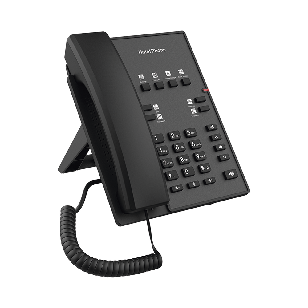Teléfono IP para Hotelería, profesional con 8 teclas programables para servicio rápido, plantilla personalizable con PoE