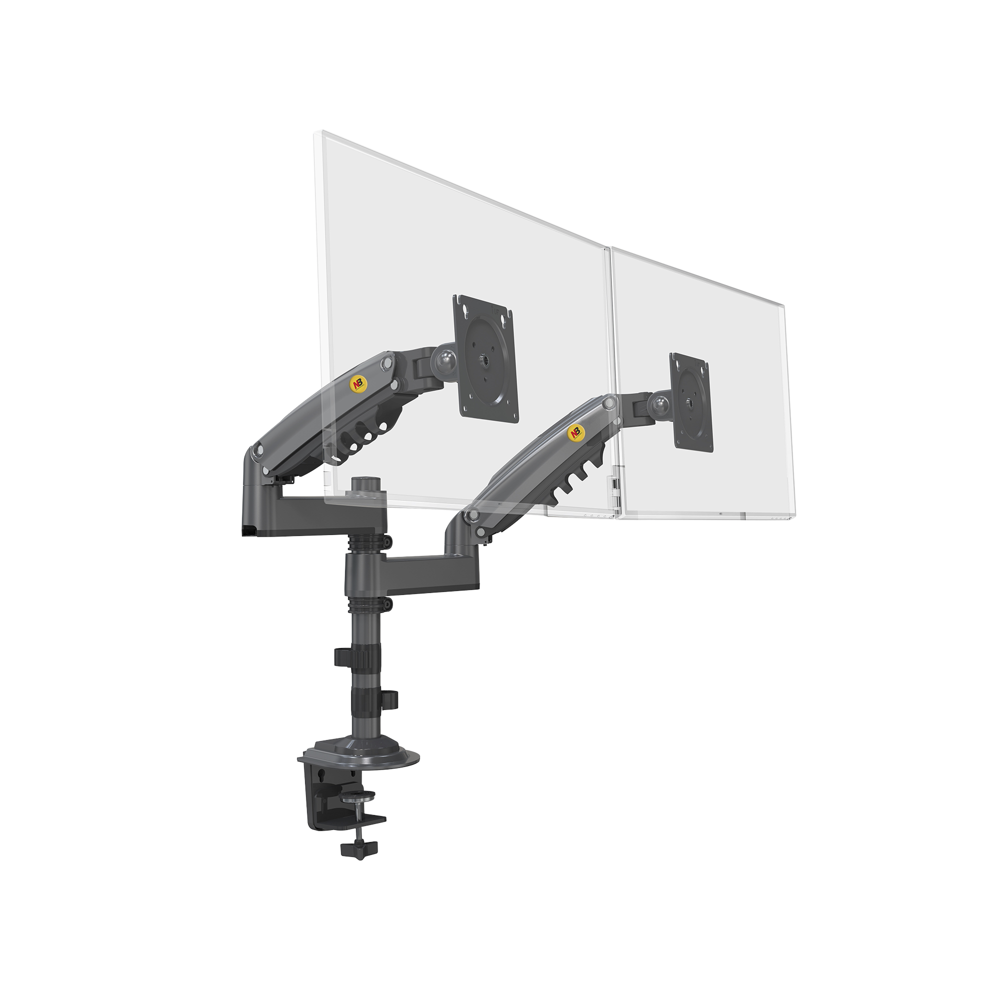 Montaje de Escritorio articulado para 2 monitores de 17 a 27" /  Soporta hasta 9kg por monitor / Vesa 75 x 75 / 100 x 100 / Acero / Rotación: 360°