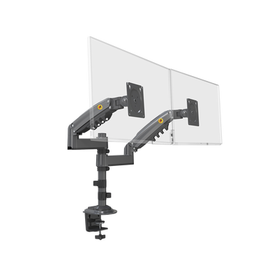 Montaje de Escritorio articulado para 2 monitores de 17 a 27" /  Soporta hasta 9kg por monitor / Vesa 75 x 75 / 100 x 100 / Acero / Rotación: 360°