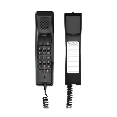 Teléfono IP profesional para Hotelería, montaje en pared,  teclado numérico estándar, conferencia de 3 vías, Opus y PoE.