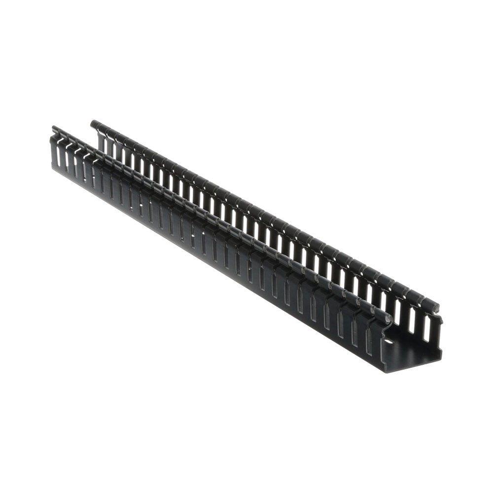 Canaleta Ranurada de PVC sin Tapa, Tipo H (Tapa Abisagrada), 55.1 mm de Ancho, 50.3 mm de Alto y 1828.8 mm de Largo, Color Negro