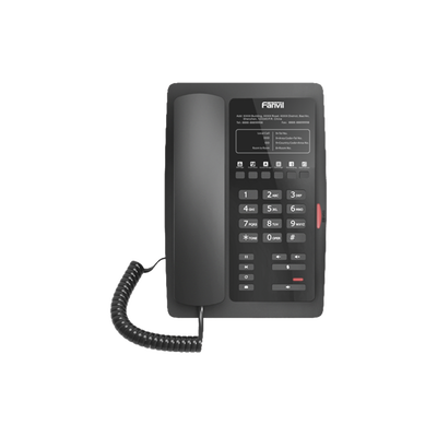 Teléfono IP para Hotelería, profesional con 6 teclas programables para servicio rápido (Hotline), plantilla personalizable con PoE