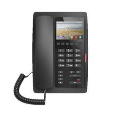 (H5 Color Negro) Teléfono IP Hotelero de gama alta, pantalla LCD de 3.5 pulgadas a color, 6 teclas programables para servicio rápido (Hotline), PoE
