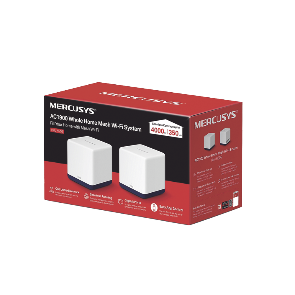 KIT de Sistema Inalámbrico H50G Mesh / Doble banda 2.4GHz y 5GHz AC 1900Mbps / 3 Puertos 10/100/1000 Mbps / Control vía App / Roaming Continuo