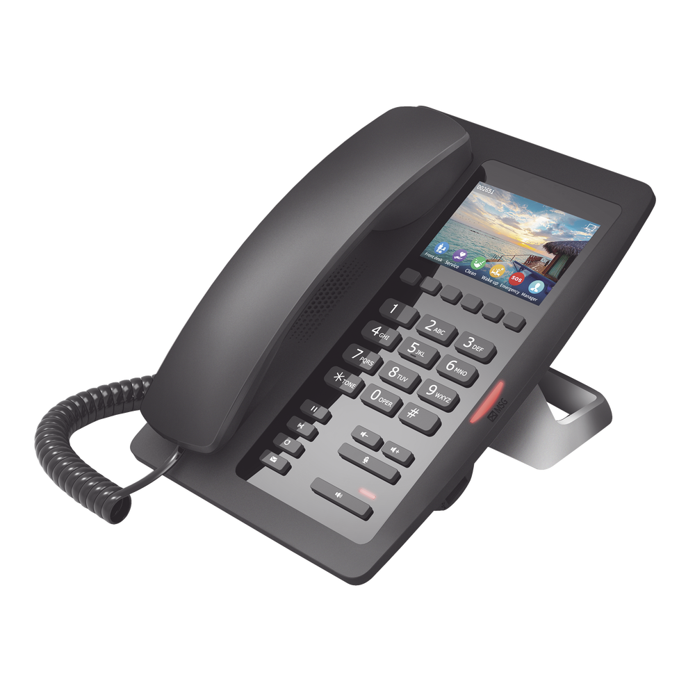 (H5W Color Negro)Teléfono IP WiFi para Hotelería, profesional de gama alta con pantalla LCD de 3.5 pulgadas a color, 6 teclas programables para servicio rápido (Hotline) PoE