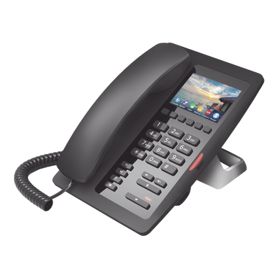 (H5W Color Negro)Teléfono IP WiFi para Hotelería, profesional de gama alta con pantalla LCD de 3.5 pulgadas a color, 6 teclas programables para servicio rápido (Hotline) PoE