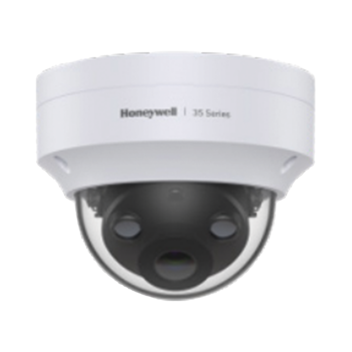 Domo IP 5 Megapíxeles / Lente 2.8 mm / 40 mts IR / Ultra Baja Iluminación /  NDAA / ONVIF / IP67 / IK10 / IA (Filtro de Humanos y Vehiculos) / Conteo de Personas / Merodeo / H.265 / PoE / Alarmas I/O / Serie 35 / Honeywell Security
