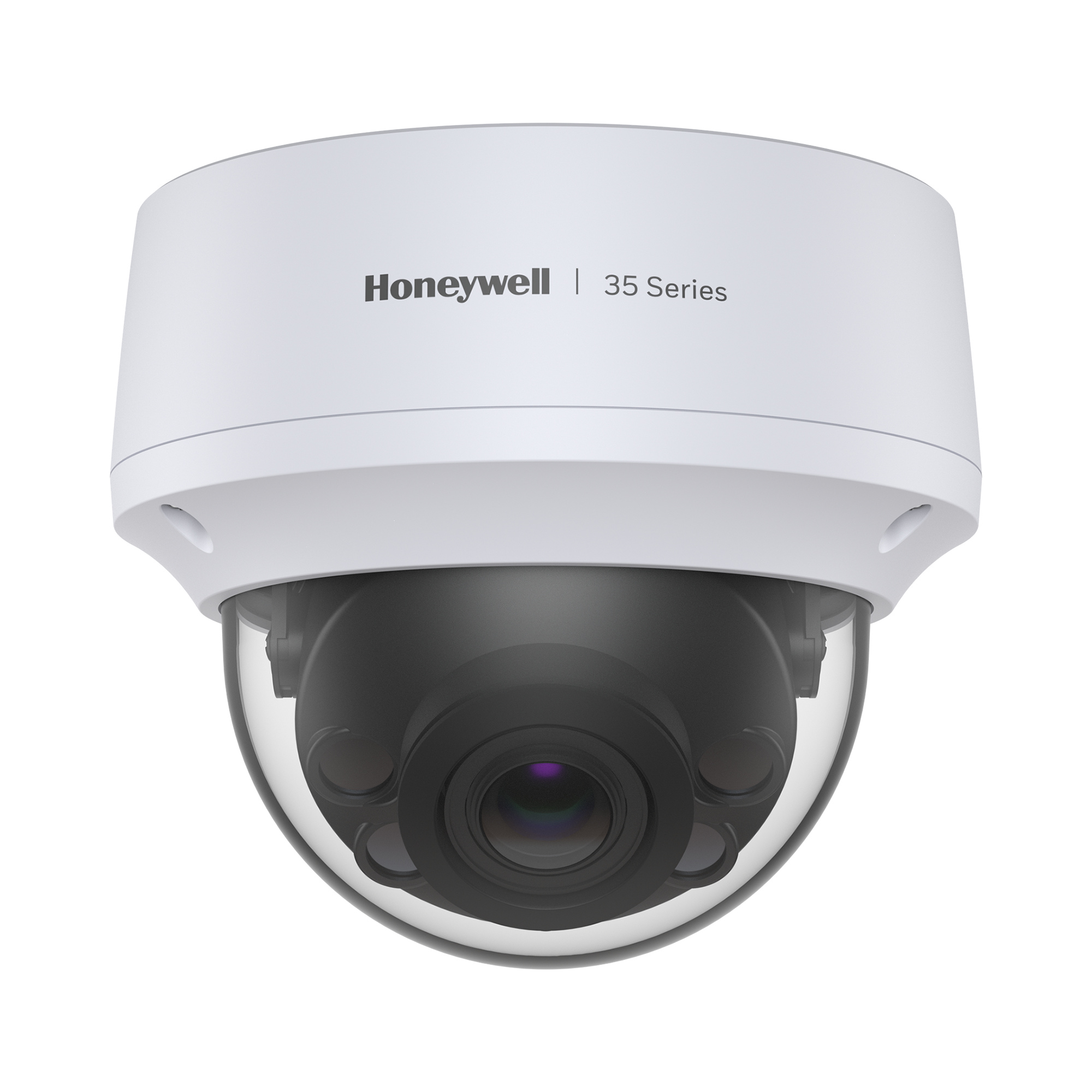 Domo IP 8 Megapíxel / Lente Mot. 2.7 a 13.5 mm / 50 mts IR /  Ultra Baja Iluminación / NDAA / ONVIF / IP67 / IK10 /  IA (Filtro de Humanos y Vehiculos) / Merodeo / Conteo de Personas / PoE / Audio y Alarmas I/O / Serie 35 / Honeywell Securit