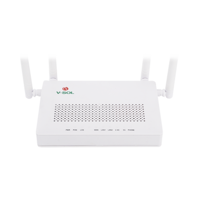 ONU Dual G/EPON con Wi-Fi AC de doble banda, 1 puerto SC/UPC + 2 puertos LAN Gigabit + 1 puerto FXS