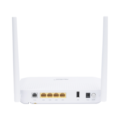 ONU GPON WiFi 2.4/5 GHz, Compatible con OLT´s de Terceros, MIMO 2x2, 4 puertos Gigabit + 1 POTS + USB, conector SC/UPC, (Gestión WAN desde la Interfaz de la ONU)