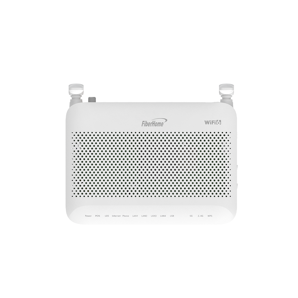 ONU GPON WiFi (2.4/5 GHz), 2 antenas de 5 dBi, Compatible con OLT de Terceros, MIMO 2x2, 4 puertos Gigabit + 1 POTS + USB, conector SC/UPC (Gestión WAN desde la Interfaz de la ONU)