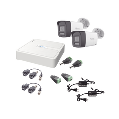 Kit HiLook Audio Bidireccional TurboHD 1080p / DVR 4 Canales / 2 Cámaras Bala (Exterior) con Bocina y Microfóno Integrado / 2 Fuentes de Poder / Accesorios
