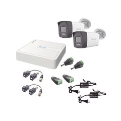 Kit HiLook Audio Bidireccional TurboHD 1080p / DVR 4 Canales / 2 Cámaras Bala (Exterior) con Bocina y Microfóno Integrado / 2 Fuentes de Poder / Accesorios