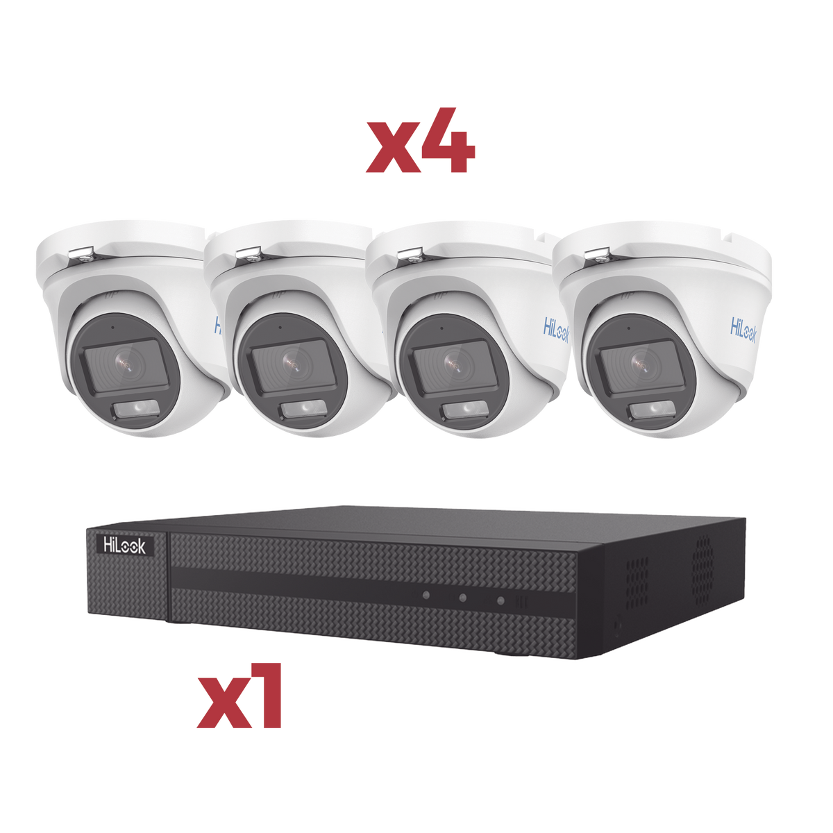 [Kit] DVR 4 Canales TurboHD + 1 Canal IP / 2 Megapixel (1080pLite) / AcuSense Lite / Audio por coaxitron / 1 Bahia de disco duro / 4 Cámaras Metalicas / 2 Megapixel tipo turret / ColorVu Lite + Microfono Integrado