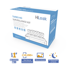 KIT TurboHD 1080p / DVR 8 canales con H.265+ / 4 Cámaras Bala Metálicas / Fuente de Poder / Accesorios de Instalación