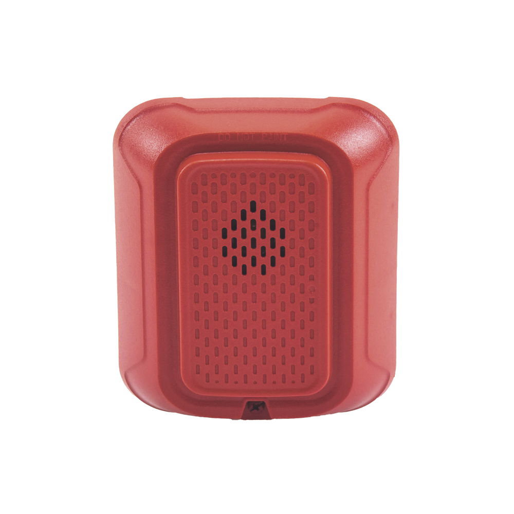 Sirena para Montaje en Pared, 12 a 24 Vcc, Color Rojo, Nuevo Diseño Moderno y Elegante y Menor Consumo de Corriente
