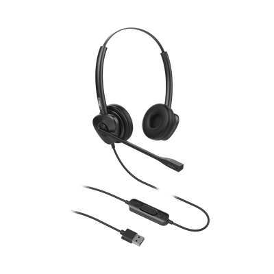 Diadema binaudal (duo) con tecnología antishock para teléfonos IP FANVIL USB con micrófono de cancelación de ruido, larga durabilidad
