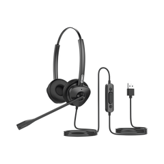 Diadema binaudal (duo) con tecnología antishock para teléfonos IP FANVIL USB con micrófono de cancelación de ruido, larga durabilidad