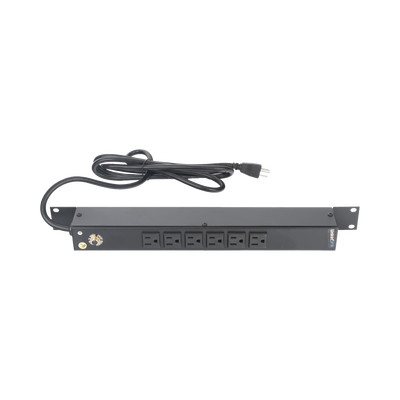 Multicontacto Horizontal (PDU) de 6 Contactos (NEMA 5-15R) Rack 19" 1UR. Voltaje Entrada/Salida: 120Vca/15A