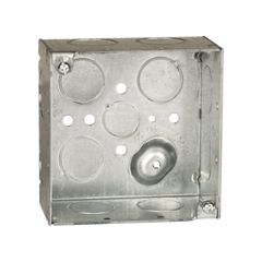 Caja Cuadrada Galvanizada  de 4 x 4" / Profundidad 2 1/8 / 11 Entradas de 3/4" y 1 de 1/2".