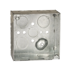 Caja Cuadrada Galvanizada  de 4 x 4" / Profundidad 2 1/8 / 11 Entradas de 3/4" y 1 de 1/2".