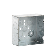 Caja Cuadrada 4 11/16" x 4 11/16"/ Profundidad 2- 1/8"/ 4 Entradas 1", 4 Entradas 3/4", 1 Entrada 1/2" y 3 TKO (1/2"-3/4").