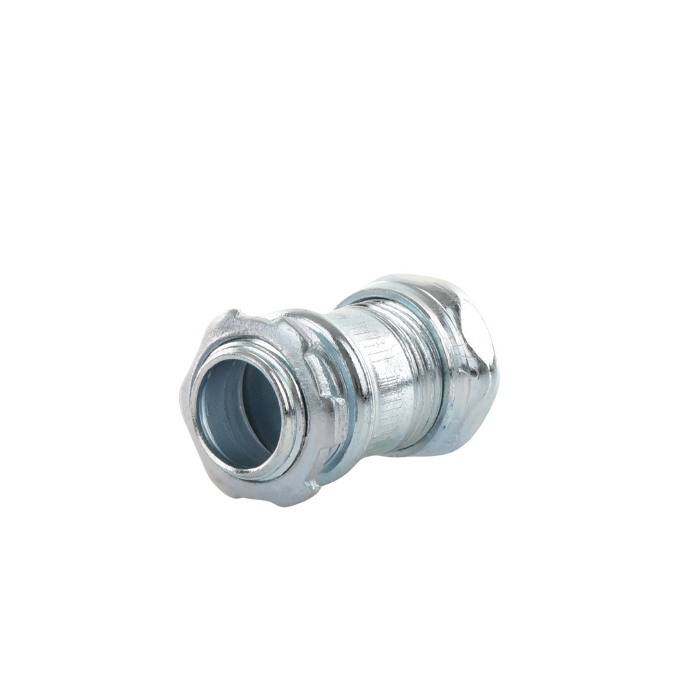 Conector Recto Compresión de Acero Galvanizado para Pared Delgada de 1/2" .