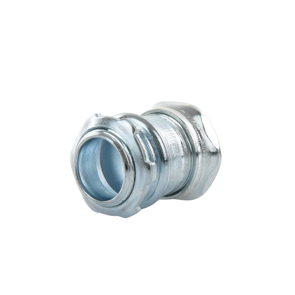 Conector Recto Compresión de Acero Galvanizado para Pared Delgada de 3/4" .